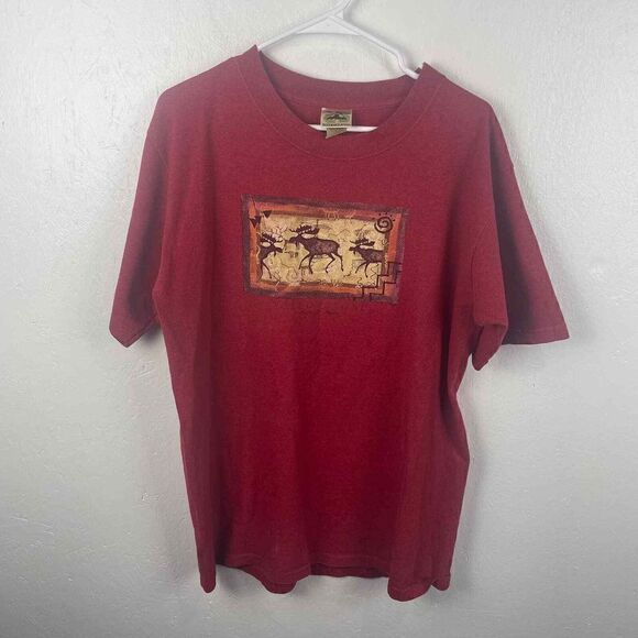 Vintage Eco Mountain Recycled Cotton Red Yellowstone Made in USA T Shirt Size L‎ - Picture 5 of 7
